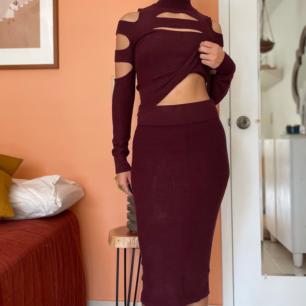 Two Piece Sweater Set with cut out detail